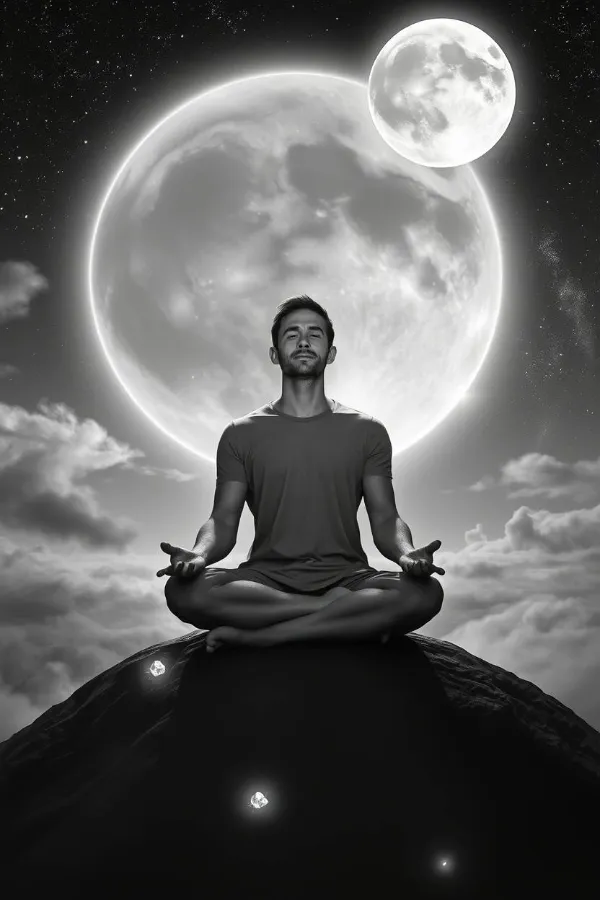 meditation of full moon in open sky