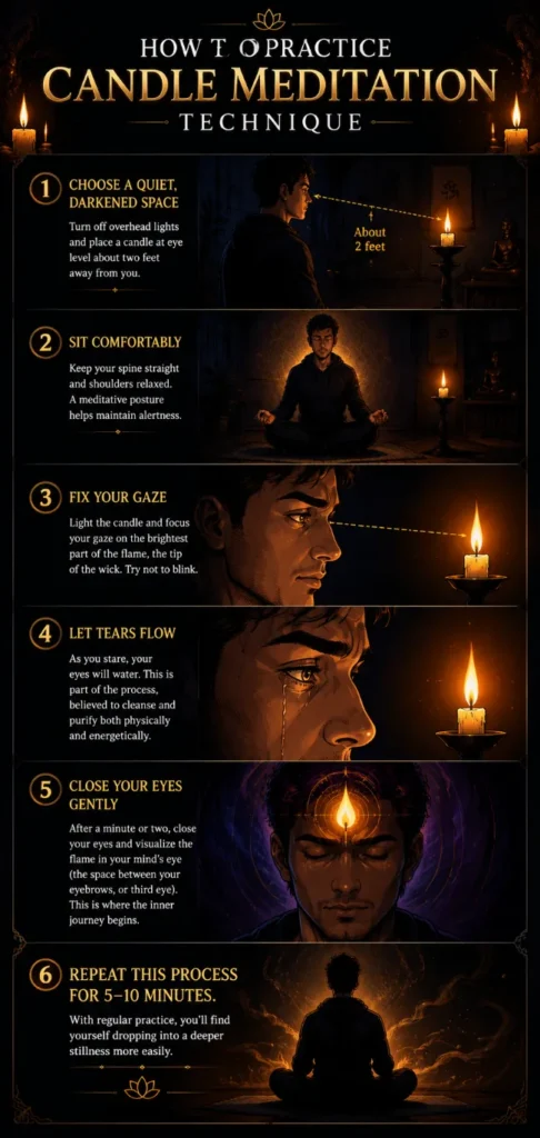 infograph on candle flame gazing