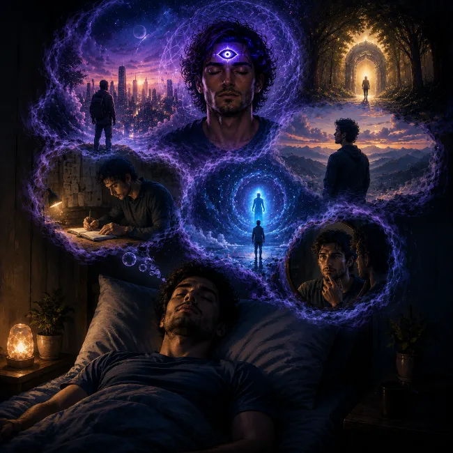 a person experience vivid dream and self awareness while third eye activation