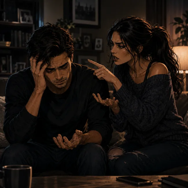 a women trying to manipulate and gaslighten on her partner